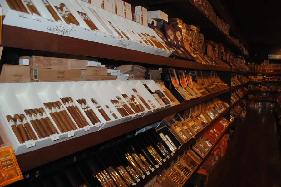 Davidoff cigar selection display, Churchill's Phoenix humidor