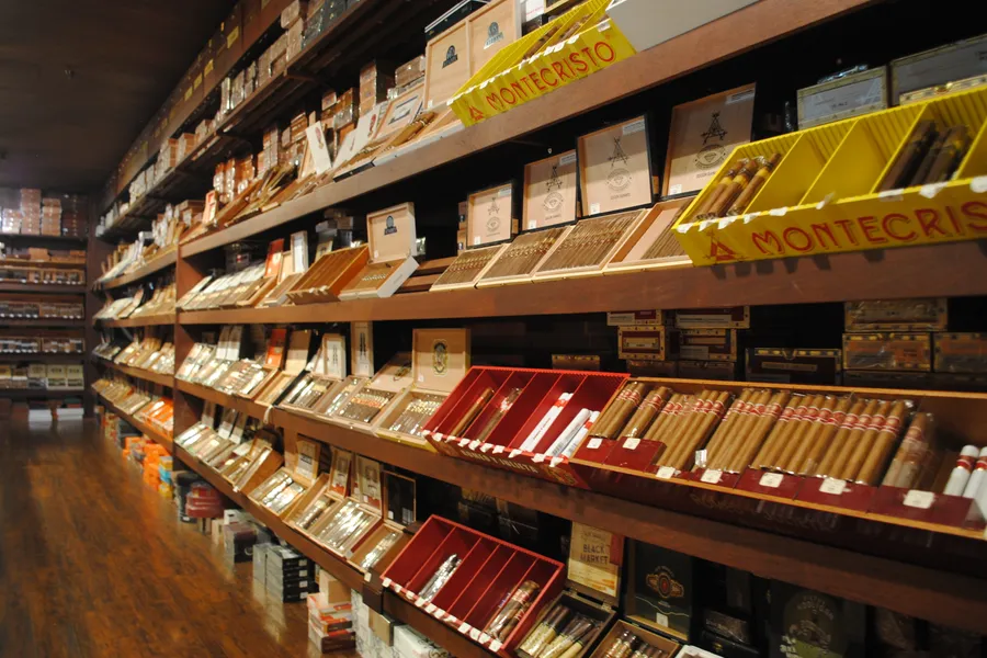 Montecristo cigar selection display, Churchill's Phoenix humidor